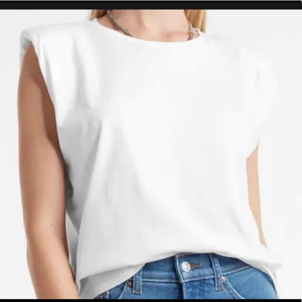 New Express Padded Shoulder Crew Neck Tee